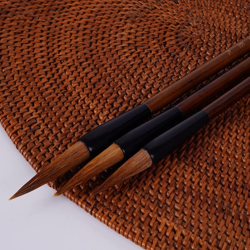 Hbasyp Chinese Traditional Calligraphy Brush/Chinese Calligraphy Watercolor Sumi Drawing Brush Wolf Hair/Painting Sumi Set((L + M + S)) - Image 5